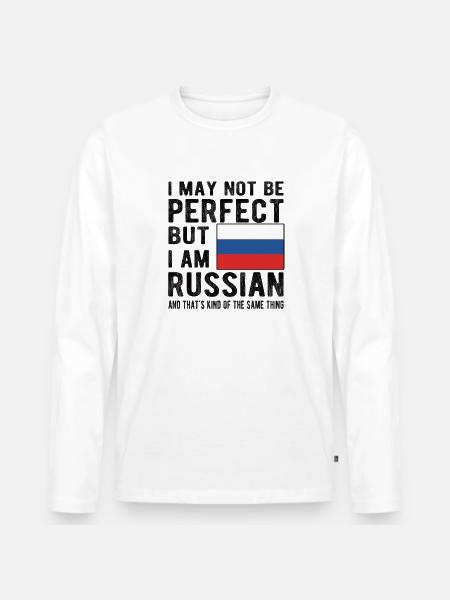 Proud Russian Russia Flag Russian of Russian Origin - Men's Premium Organic Long Sleeve Shirt - white