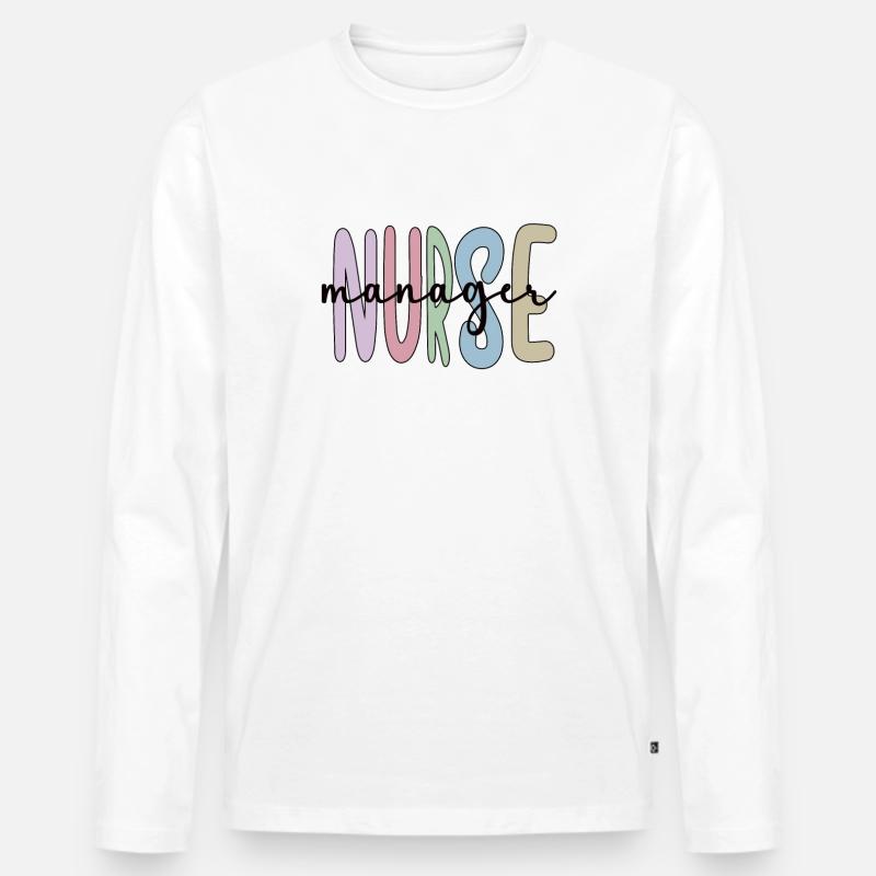 Oberschwester Krankenschwester Manager Geschenk - Männer Premium Bio Langarmshirt - Weiß