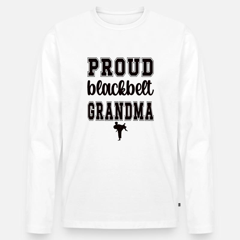 Schwarzer Gürtel Karate-Oma Karate Großmutter - Männer Premium Bio Langarmshirt - Weiß
