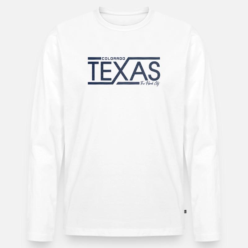 Texas Stripes Retro State Panel - Männer Premium Bio Langarmshirt - Weiß
