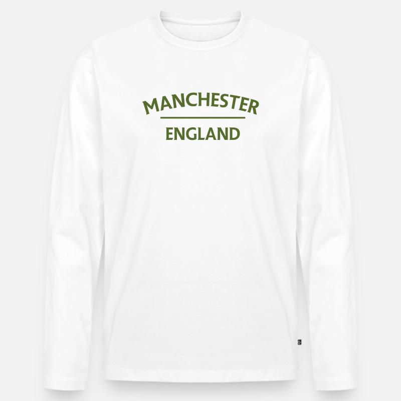 Manchester – England Lyric Design - Männer Premium Bio Langarmshirt - Weiß