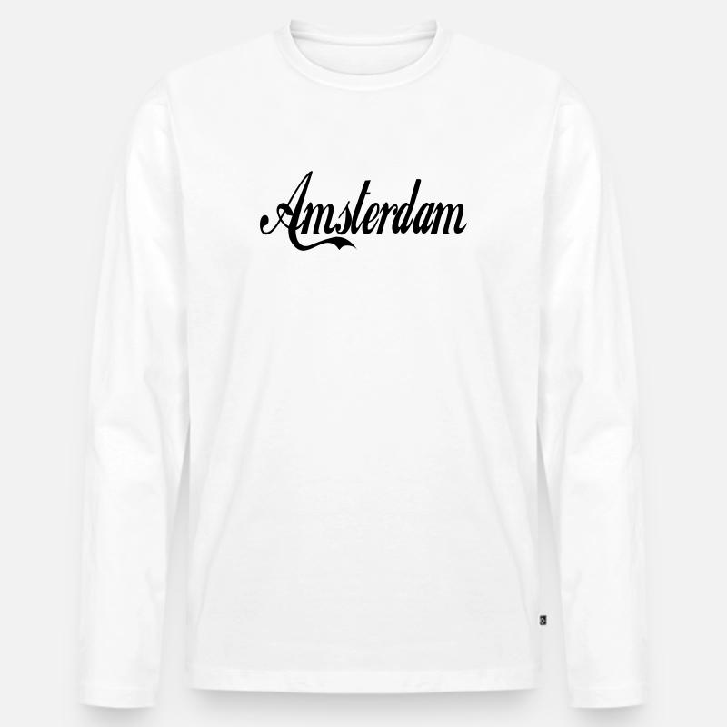 Amsterdam - Männer Premium Bio Langarmshirt - Weiß