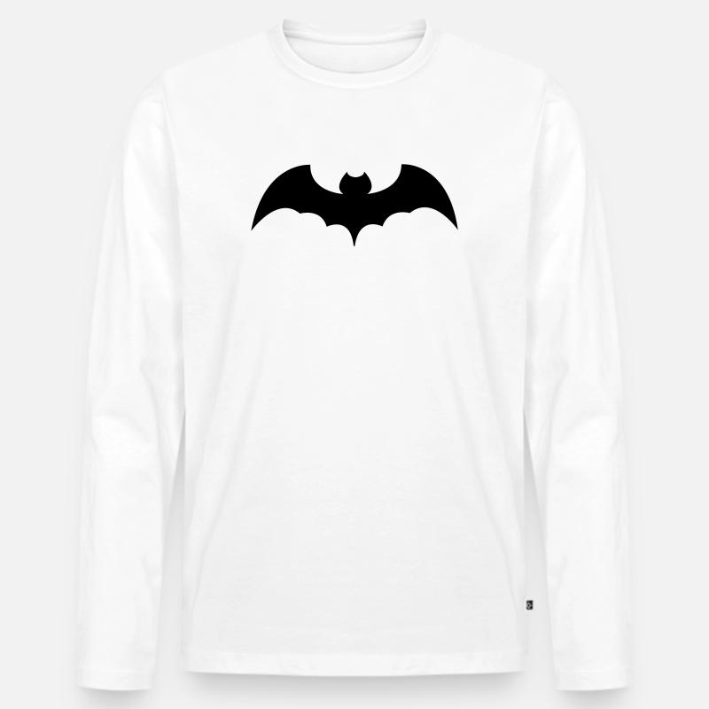 Fledermaus - Männer Premium Bio Langarmshirt - Weiß