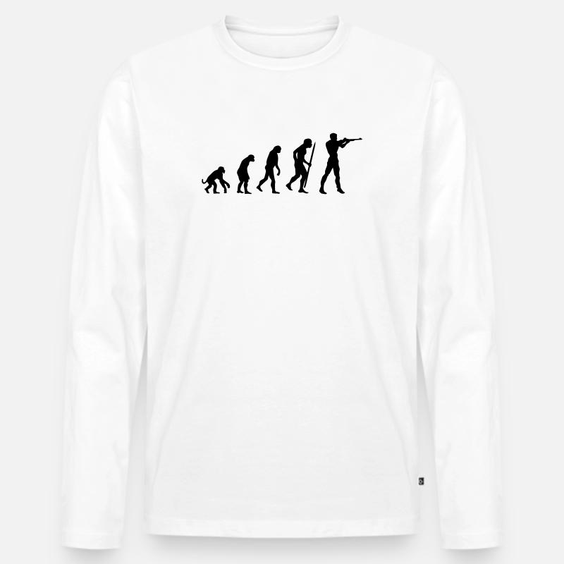 Evolution of shooting - Männer Premium Bio Langarmshirt - Weiß