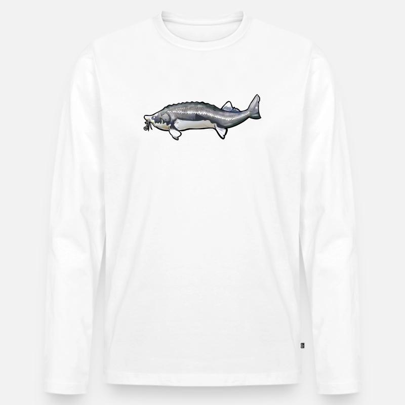 Schwanzmuster von gewühltem Kelfisch - Männer Premium Bio Langarmshirt - Weiß