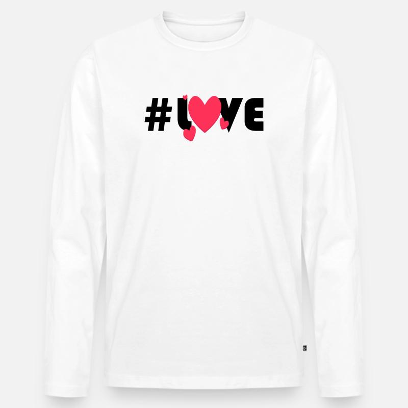 Rote Herzen auf schwarzem Hintergrund - Männer Premium Bio Langarmshirt - Weiß