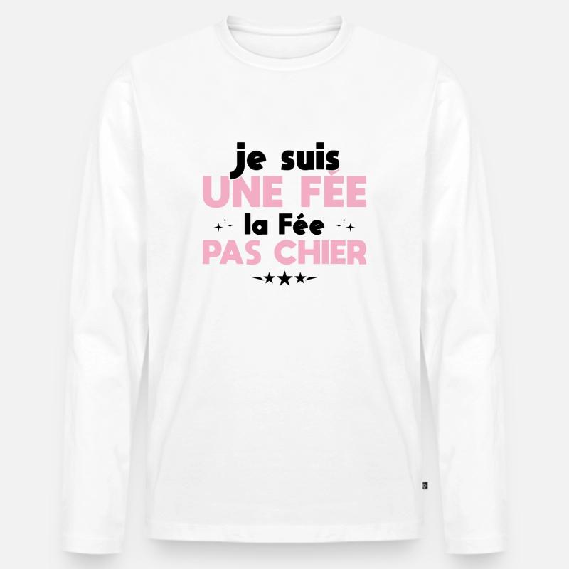 Ich bin eine Fee, die Fee, nicht Scheiße - Männer Premium Bio Langarmshirt - Weiß