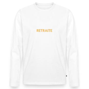 CADEAU RETRAITE PÊCHEUR / PECHEUR RETRAITÉ - T-shirt manches longues Premium bio Homme - blanc - Devant - Nico (187cm)