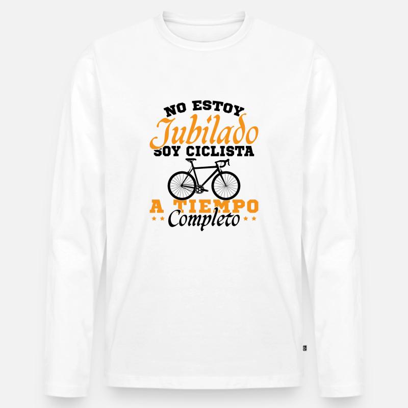 Ich bin Vollzeit-Radfahrer - Männer Premium Bio Langarmshirt - Weiß