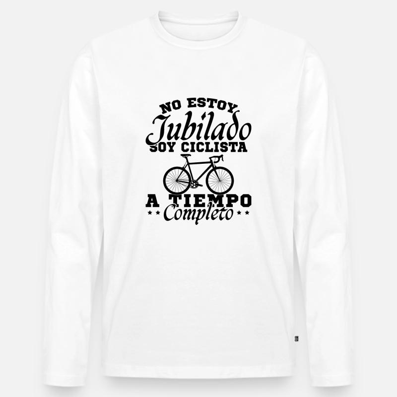 Ich bin Vollzeit-Radfahrer - Männer Premium Bio Langarmshirt - Weiß