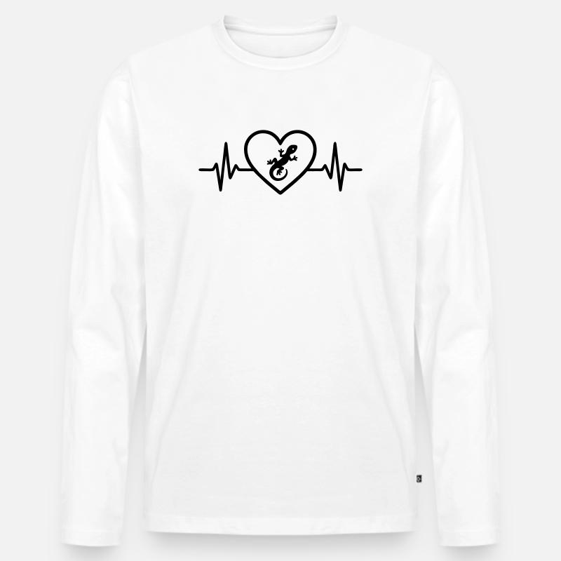Eidechse Herz - Männer Premium Bio Langarmshirt - Weiß