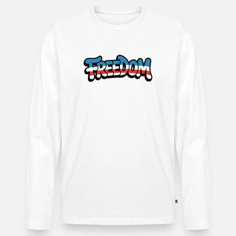 Freedom Typografie Statement Design - Männer Premium Bio Langarmshirt - Weiß