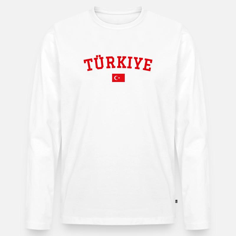 Türkei Flagge Design Rot - Männer Premium Bio Langarmshirt - Weiß