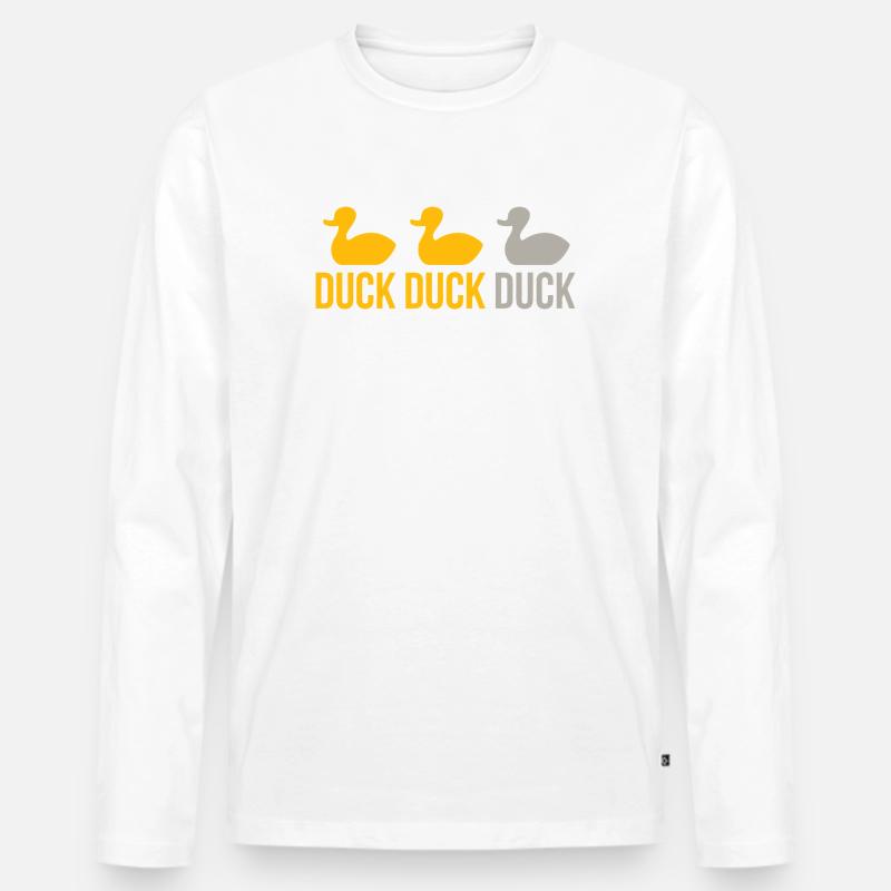 Tri-Duck Wiederholungsemblem - Männer Premium Bio Langarmshirt - Weiß