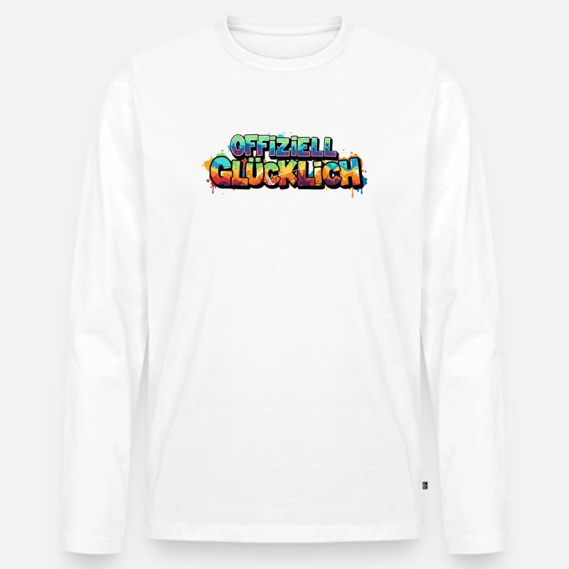 Offiziell Glücklich Version 2 - Männer Premium Bio Langarmshirt - Weiß