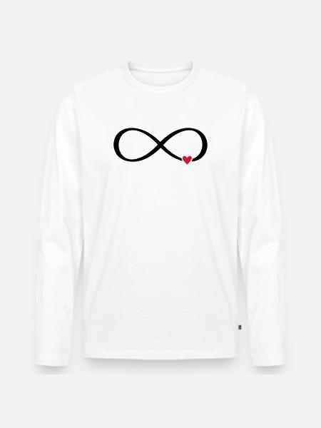 Unendlichkeitszeichen Herz Liebe Geschenk - Männer Premium Bio Langarmshirt - Weiß