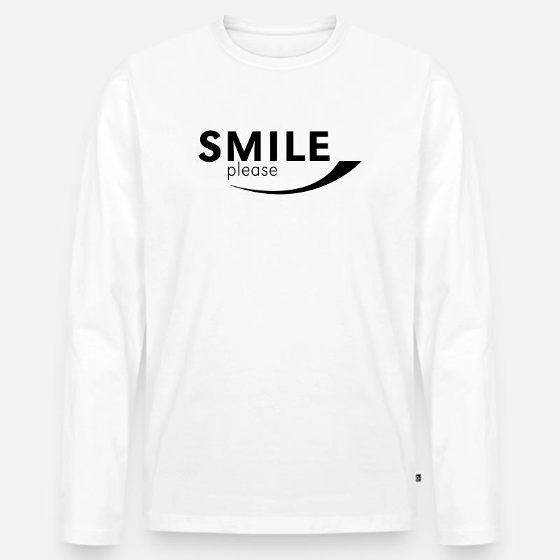 Smile please - Männer Premium Bio Langarmshirt - Weiß