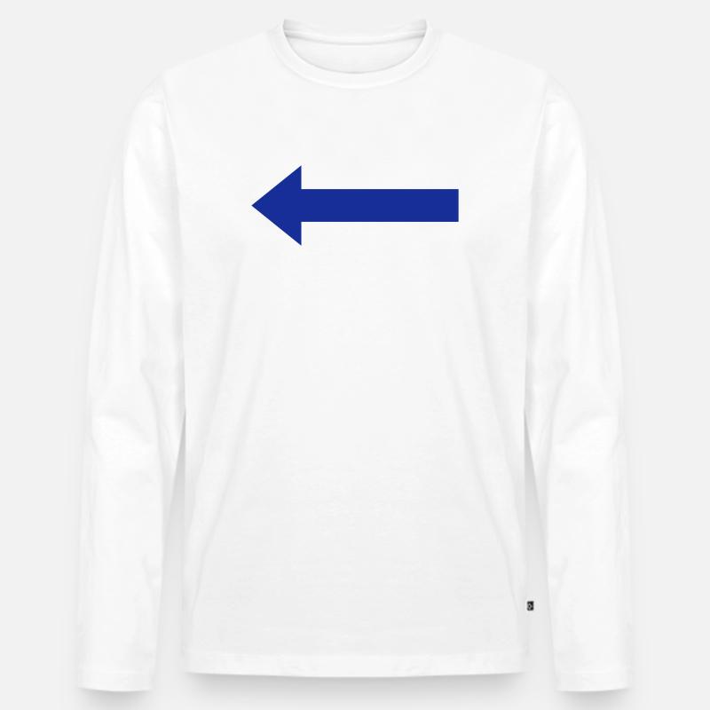 Blauer Pfeil nach links - Männer Premium Bio Langarmshirt - Weiß