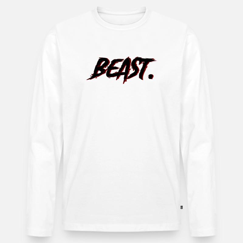 Beast Brushstroke Rot auf Schwarz - Männer Premium Bio Langarmshirt - Weiß