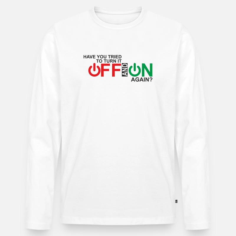 Lebendiges Design der Ein-/Aus-Taste - Männer Premium Bio Langarmshirt - Weiß