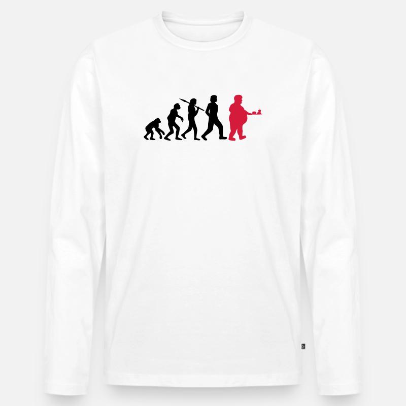 Fast Food Evolution - Männer Premium Bio Langarmshirt - Weiß