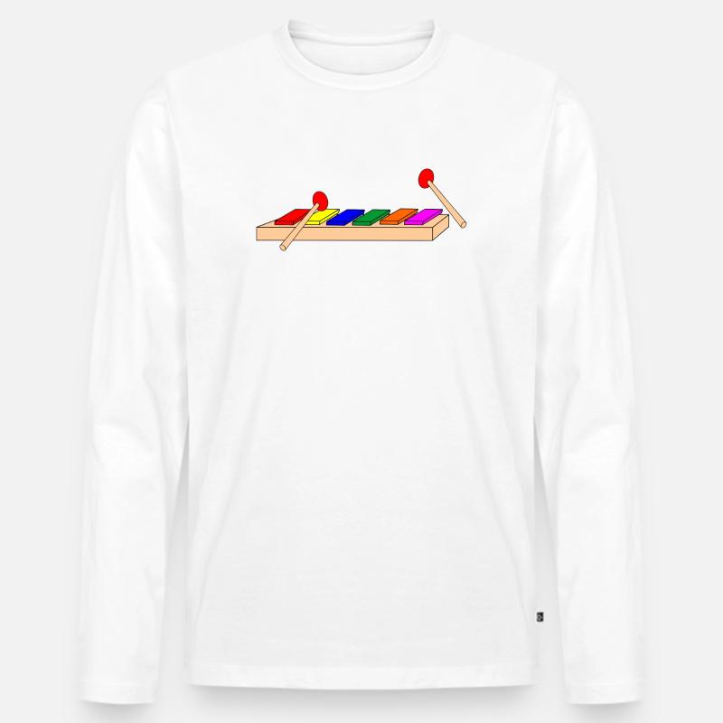 Trommeldreieck oder Tonxylophon - Männer Premium Bio Langarmshirt - Weiß