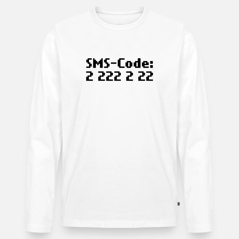 sms-code 2 222 2 22 - Männer Premium Bio Langarmshirt - Weiß