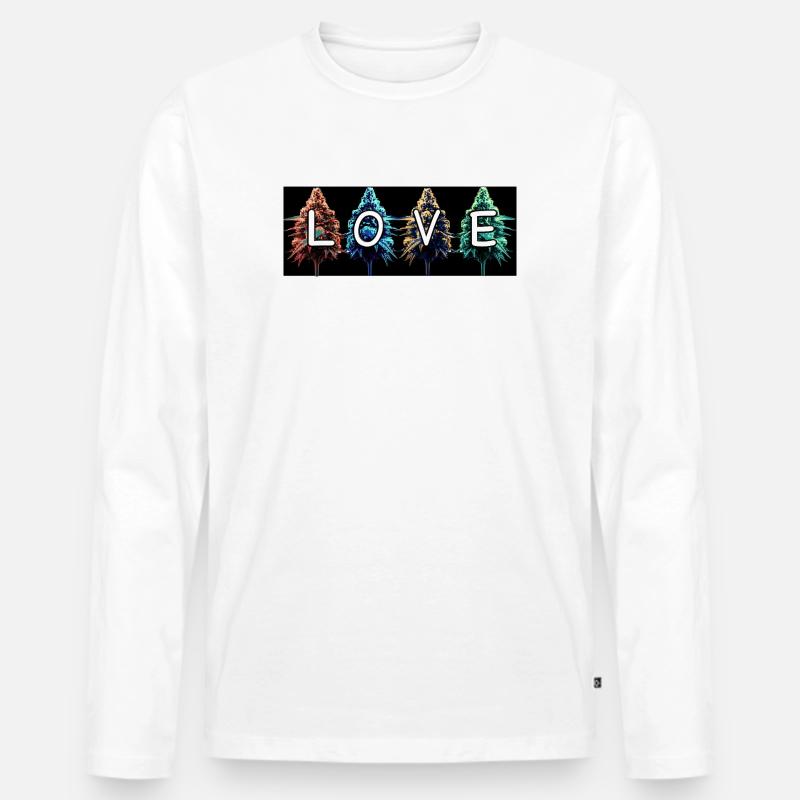 Bud Love - Männer Premium Bio Langarmshirt - Weiß