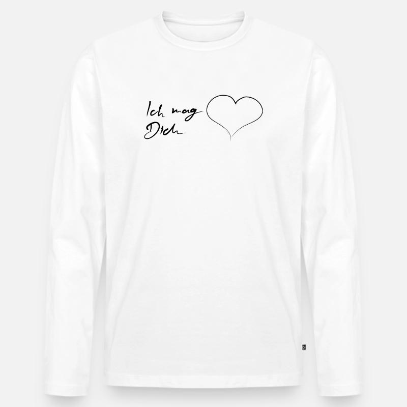 Ich mag Dich mit Herz - Männer Premium Bio Langarmshirt - Weiß