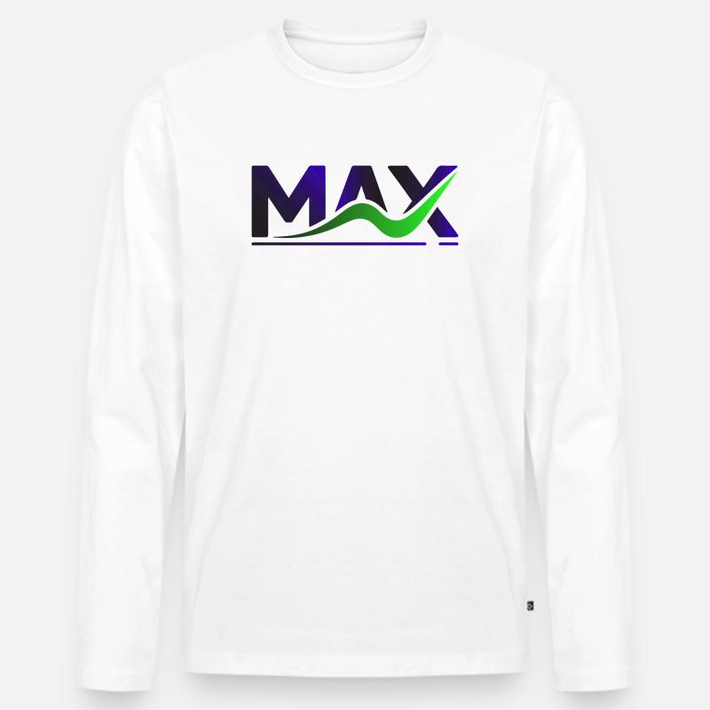MAX Wave Gradient Logo Tee - Männer Premium Bio Langarmshirt - Weiß