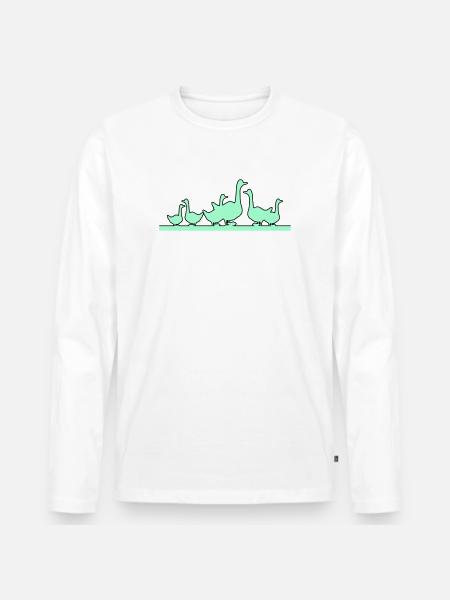 Enten Gänse - Männer Premium Bio Langarmshirt - Weiß