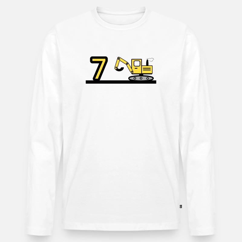 Bagger - Männer Premium Bio Langarmshirt - Weiß