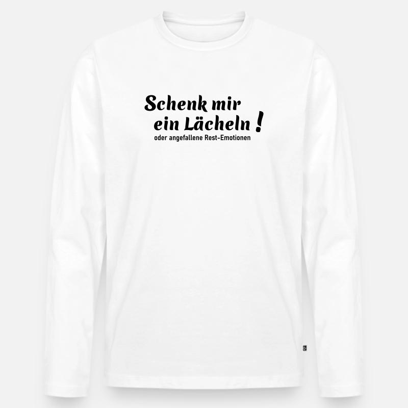 Schenk mir ein Lächeln - Männer Premium Bio Langarmshirt - Weiß