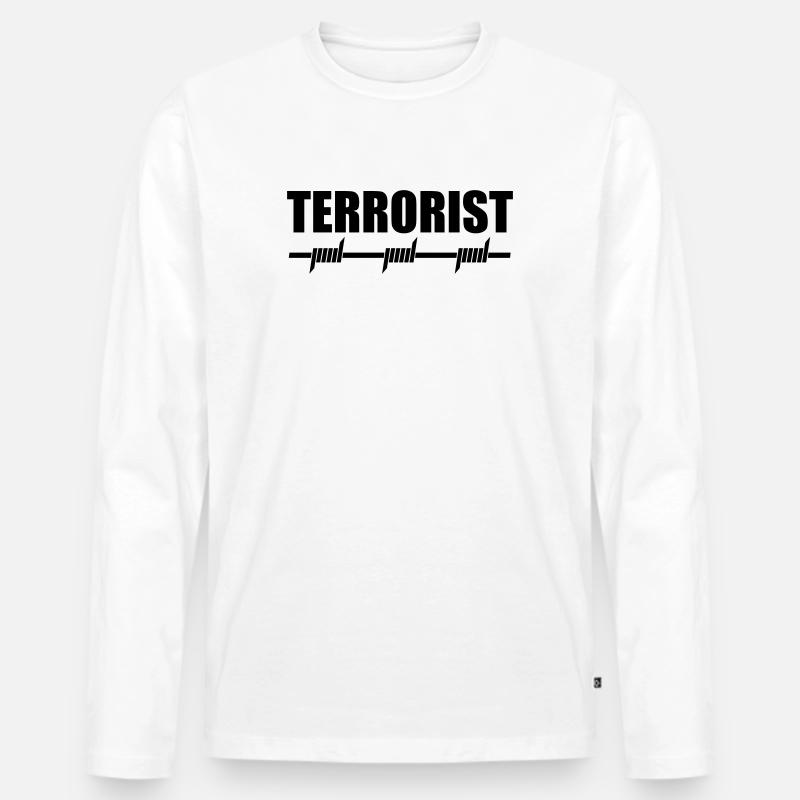 Terrorist - Männer Premium Bio Langarmshirt - Weiß