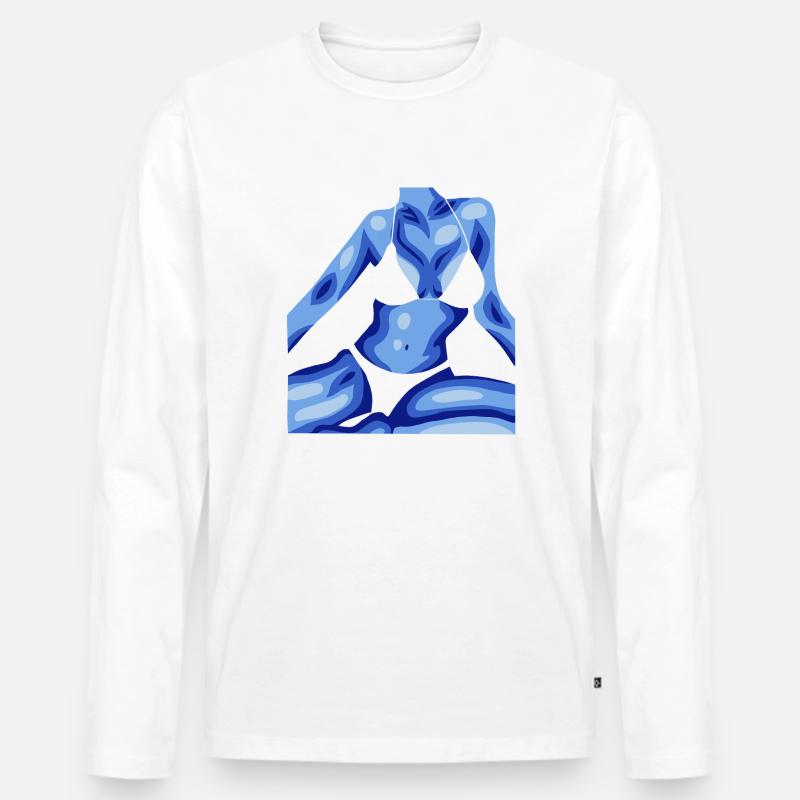 Frau in Bikini - Männer Premium Bio Langarmshirt - Weiß