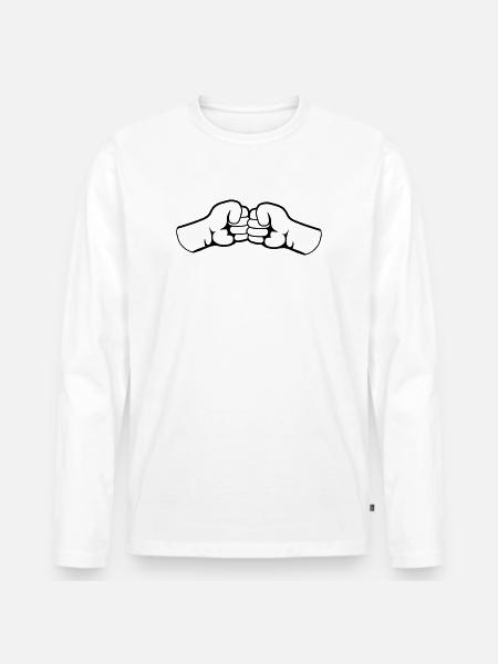 2 Bro Knytnæve knyttede næver venner hold hilsen - Premium økologisk langærmet T-shirt til mænd - hvid