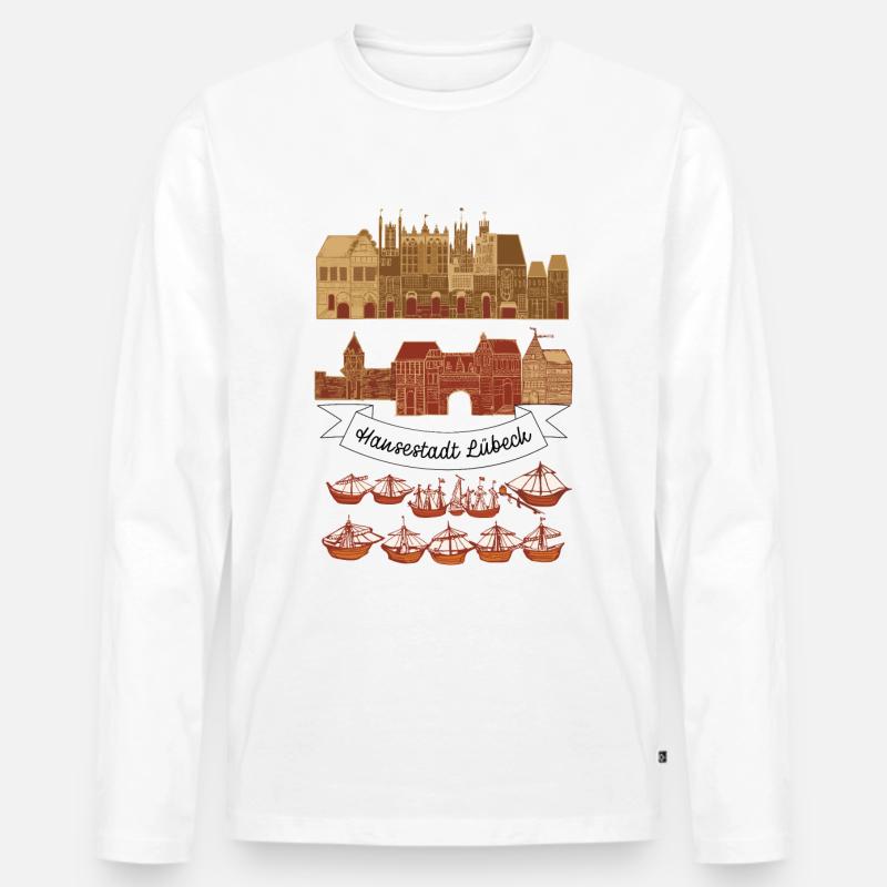 Lübeck - Männer Premium Bio Langarmshirt - Weiß