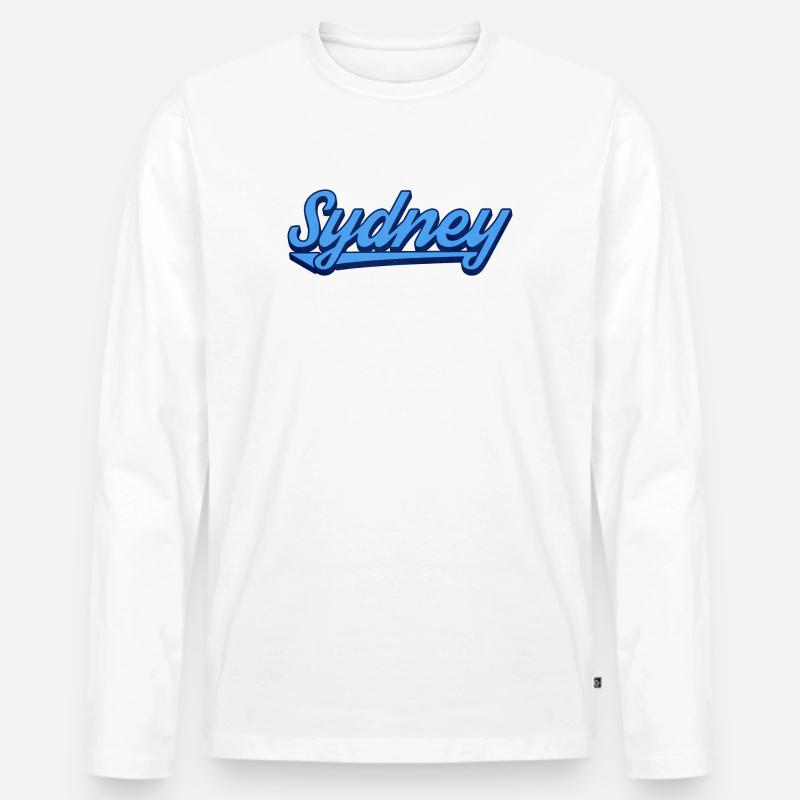 Sydney Ocean Script Logo - Männer Premium Bio Langarmshirt - Weiß