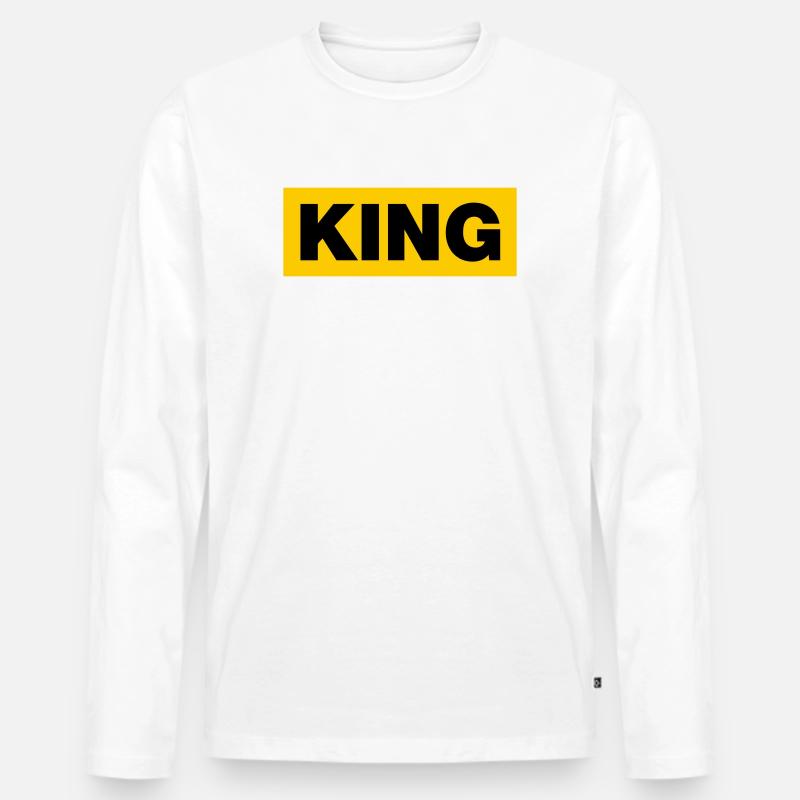 King / 2 Farben - Männer Premium Bio Langarmshirt - Weiß