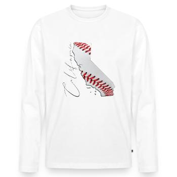 Californie (États-Unis) | Vrai baseball | Carte Sct - T-shirt manches longues Premium bio Homme - blanc - Devant - Nico (187cm)