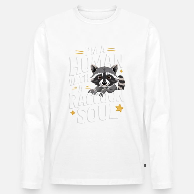 Waschbär - Männer Premium Bio Langarmshirt - Weiß