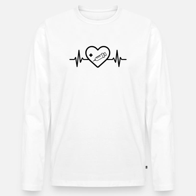 Krankenschwester Krankenpfleger Herz Medizin - Männer Premium Bio Langarmshirt - Weiß
