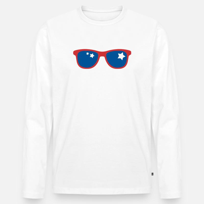 Pop Art Sonnenbrille - Männer Premium Bio Langarmshirt - Weiß