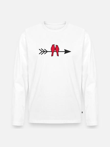 verliebte Vögel - Männer Premium Bio Langarmshirt - Weiß