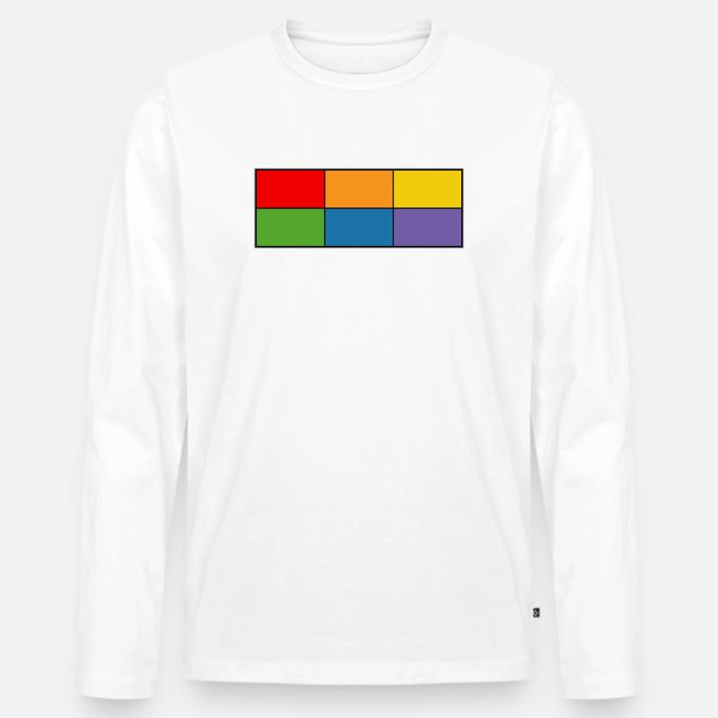 LGBT_Regenbogen_Farbblock-Raster  - Männer Premium Bio Langarmshirt - Weiß