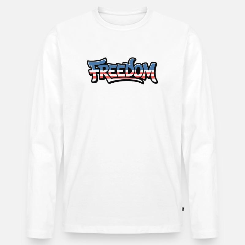 Freedom Typografie Statement Design - Männer Premium Bio Langarmshirt - Weiß