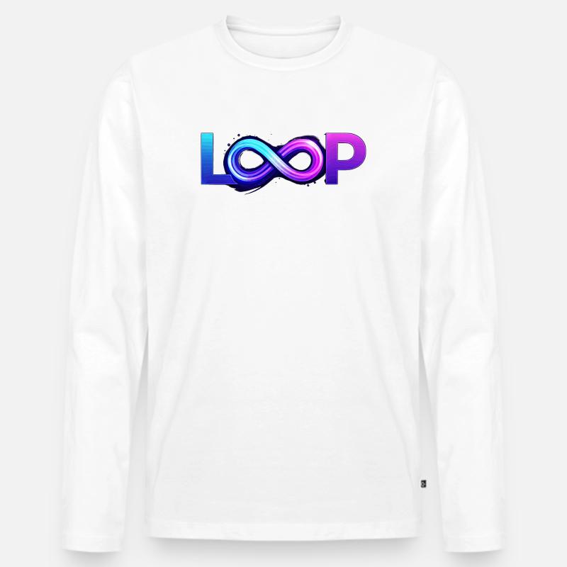 Neon Loop Unendlichkeit - Männer Premium Bio Langarmshirt - Weiß