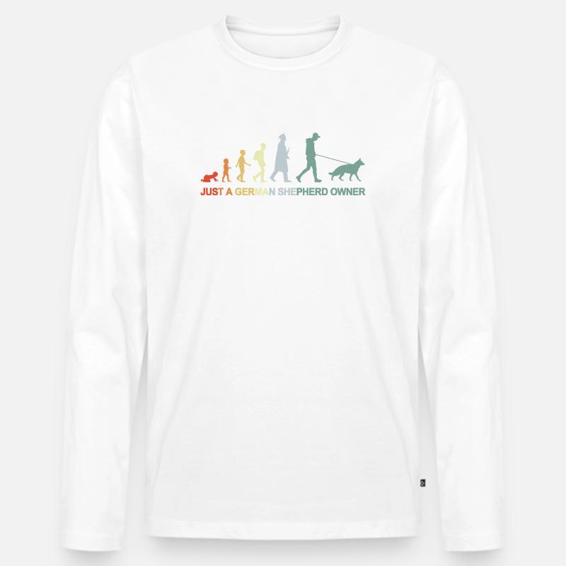 Evolution Schäferhund Besitzer - Männer Premium Bio Langarmshirt - Weiß
