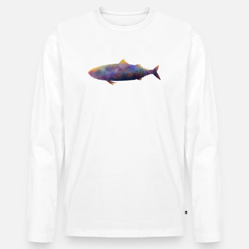 Makrele - Männer Premium Bio Langarmshirt - Weiß