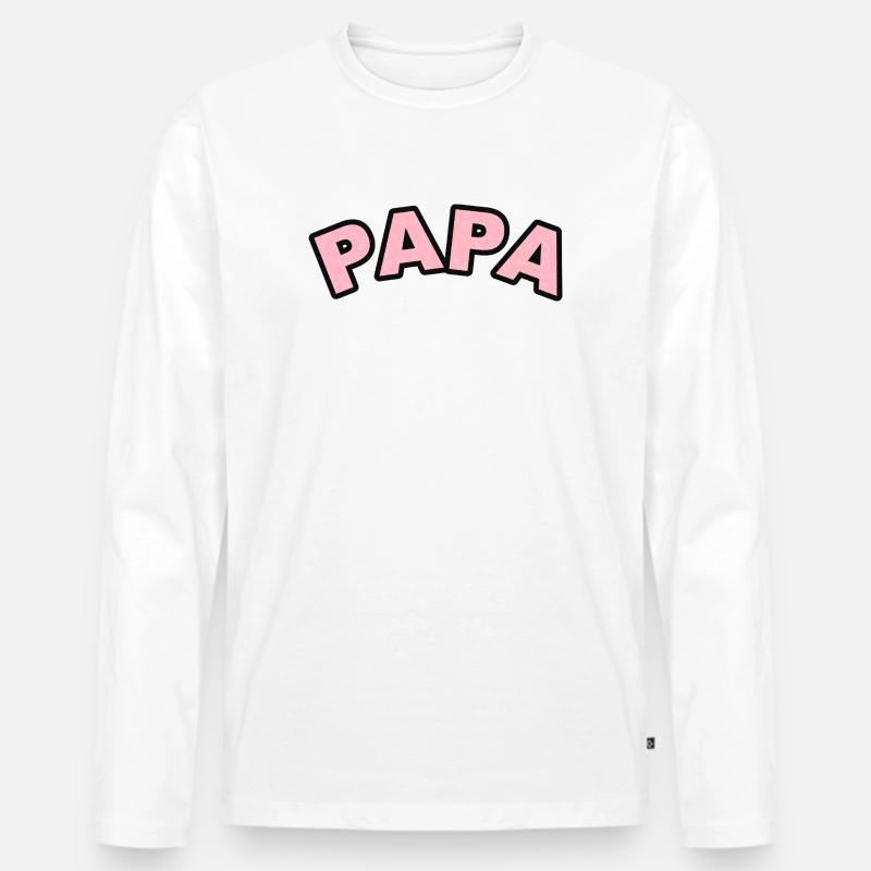 Papa Herzchen Print - Männer Premium Bio Langarmshirt - Weiß